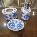blue pottery bathroom set, brand- Souls Of India
