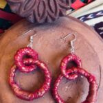 Handmade fabric textile earrings, brand- ONEarth, avaialble on Souls of India
