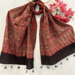 Ajrakh Print stole, brand- Kauseyah available on Souls of India