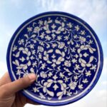 Pottery Plate blue and white forest wave, brand- Souls of India